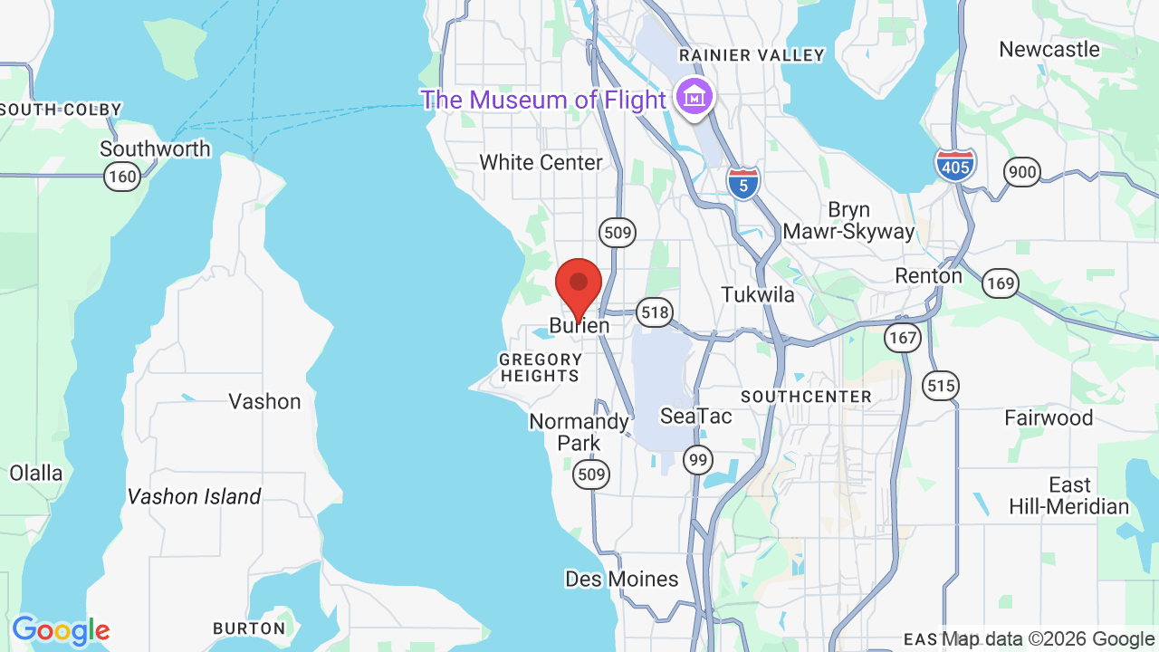 Map of Burien, WA — A1 & Son Appliance Repair service area