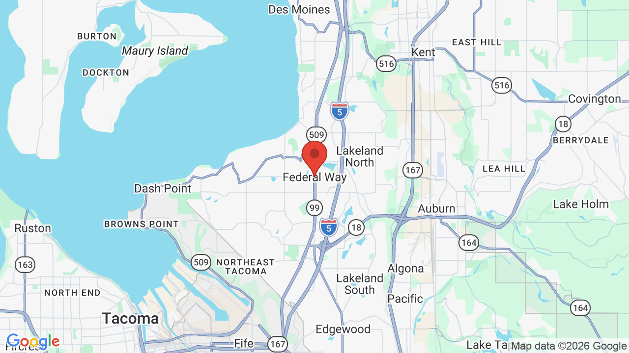 Map of Federal Way, WA — A1 & Son Appliance Repair service area