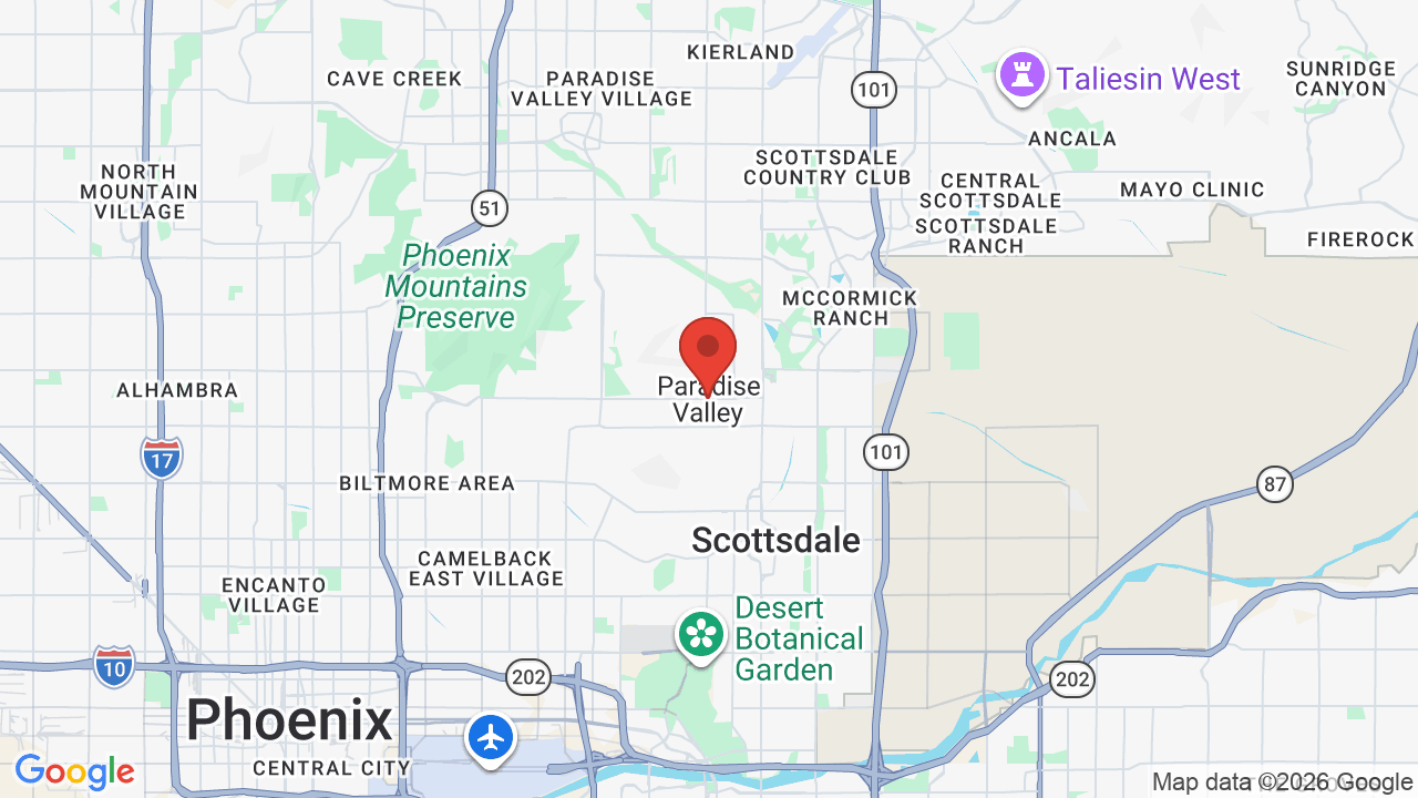 Map of Paradise Valley, AZ — Chloe's Corner Pet Sitting service area