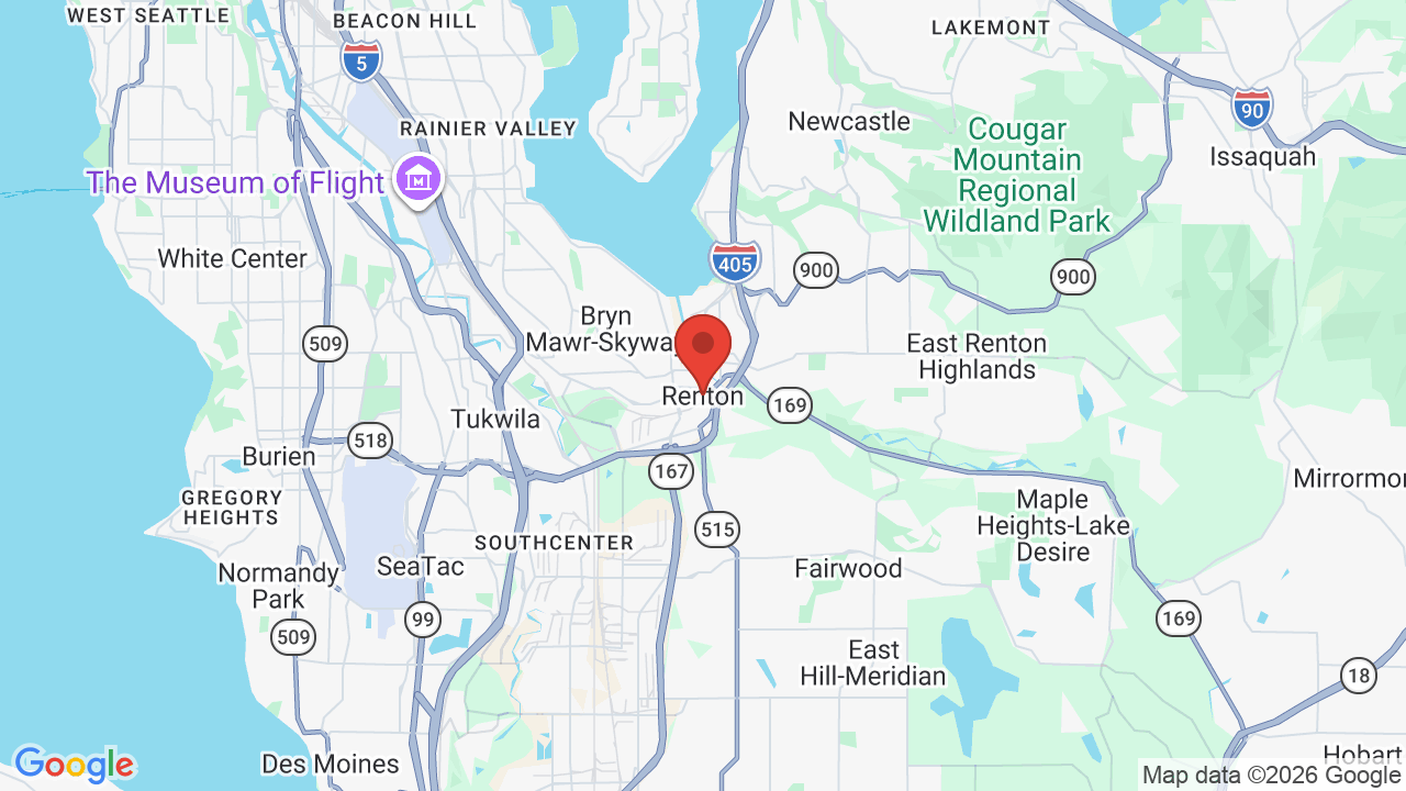 Map of Renton, WA — A1 & Son Appliance Repair service area