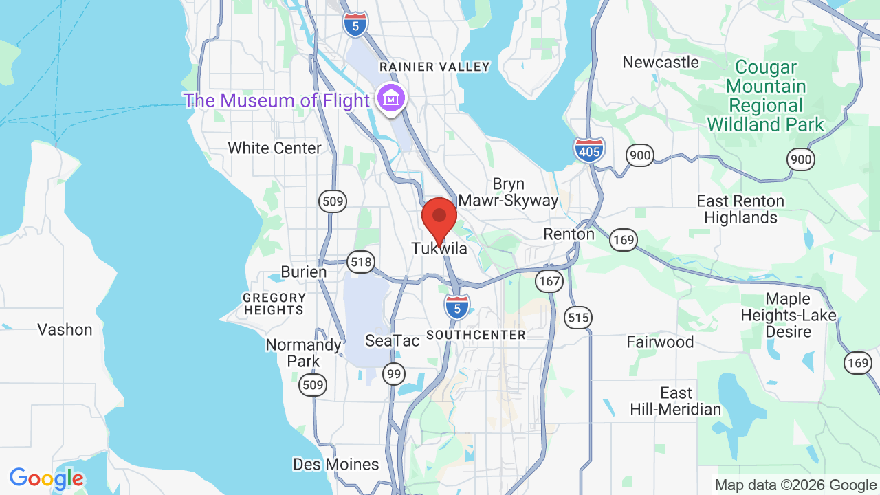 Map of Tukwila, WA — A1 & Son Appliance Repair service area