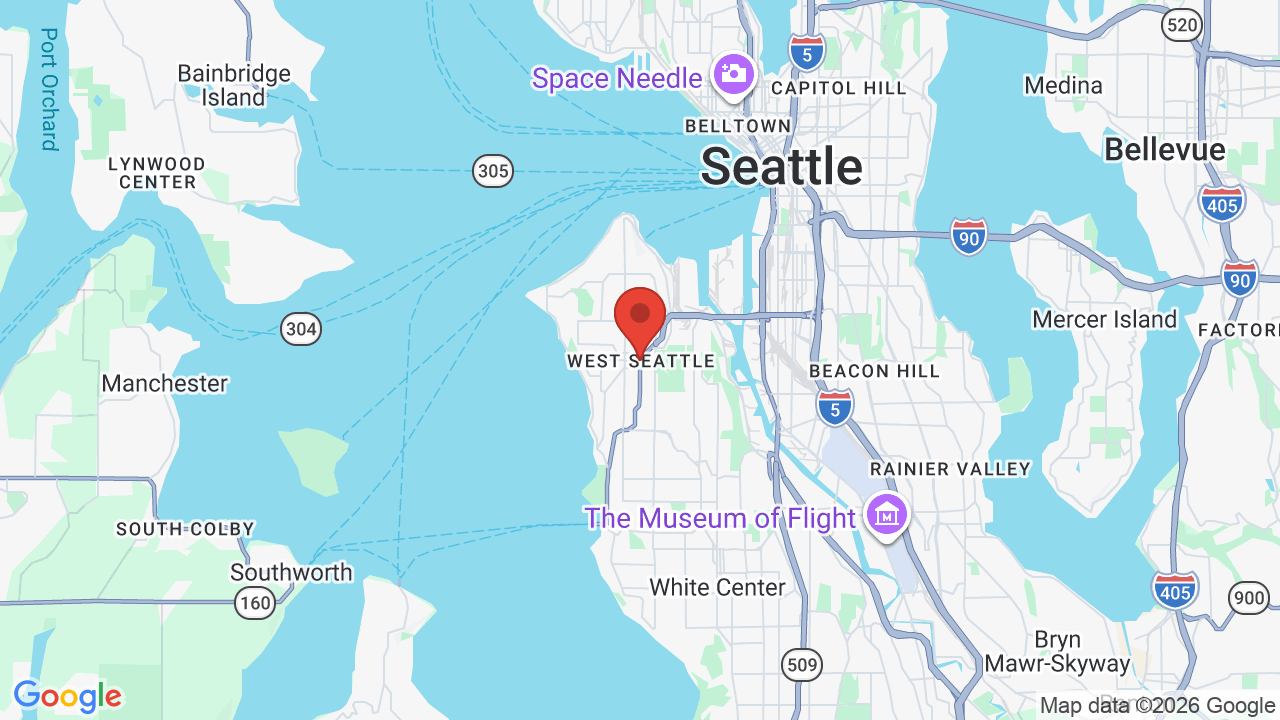Map of West Seattle, WA — A1 & Son Appliance Repair service area
